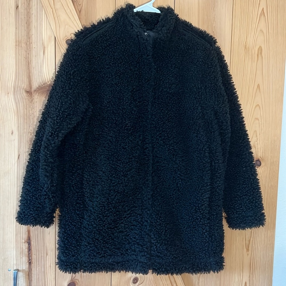 Banana republic, black teddy coat, size extra small